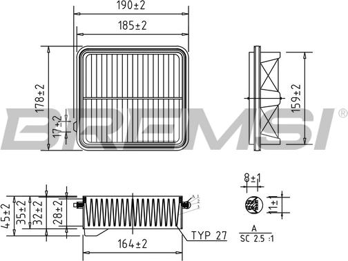 Bremsi FA1034 - Повітряний фільтр autozip.com.ua