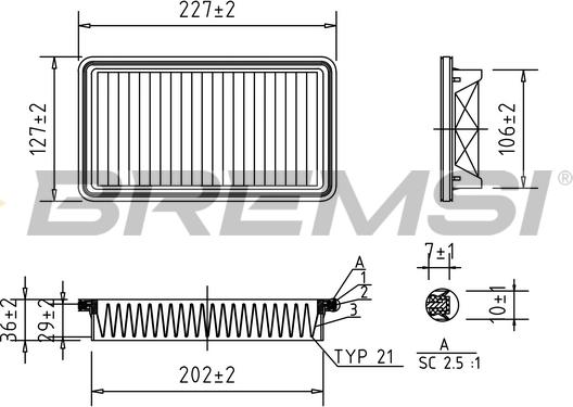 Bremsi FA1025 - Повітряний фільтр autozip.com.ua