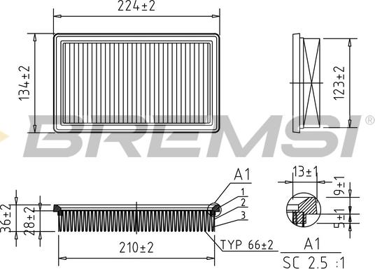 Bremsi FA1023 - Повітряний фільтр autozip.com.ua