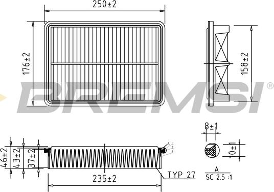 Bremsi FA1022 - Повітряний фільтр autozip.com.ua