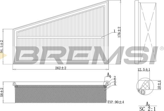 Bremsi FA1197 - Повітряний фільтр autozip.com.ua