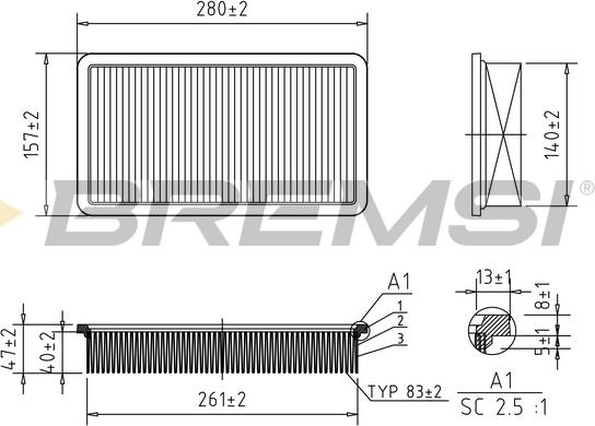 Bremsi FA1152 - Повітряний фільтр autozip.com.ua