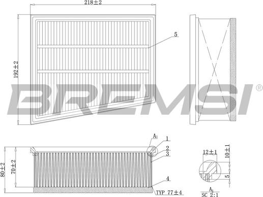 Bremsi FA1166 - Повітряний фільтр autozip.com.ua