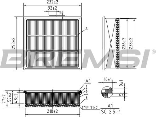 Bremsi FA1105 - Повітряний фільтр autozip.com.ua