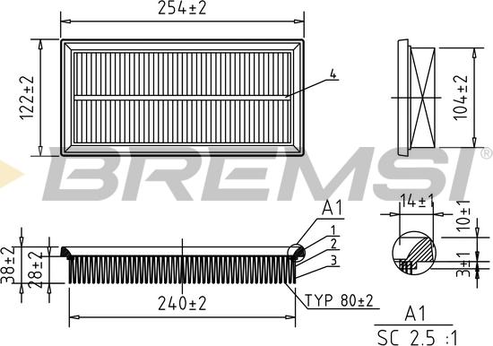 Bremsi FA1100 - Повітряний фільтр autozip.com.ua