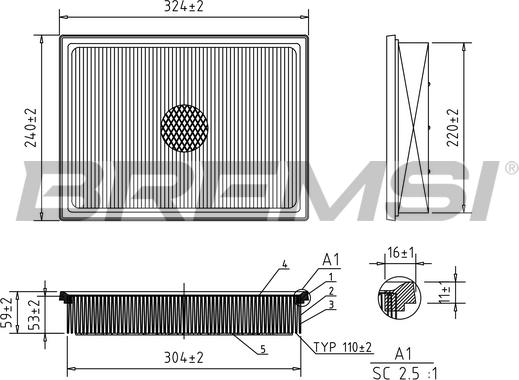 Bremsi FA1130 - Повітряний фільтр autozip.com.ua