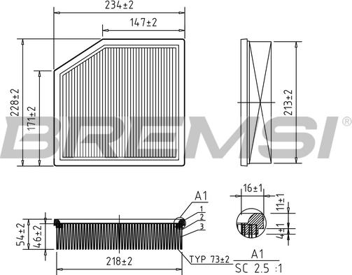 Bremsi FA1128 - Повітряний фільтр autozip.com.ua