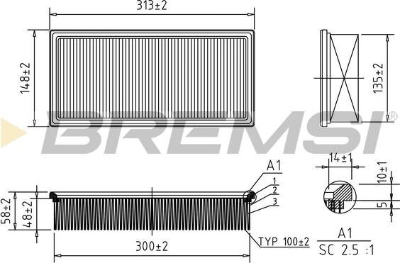 Bremsi FA1369 - Повітряний фільтр autozip.com.ua