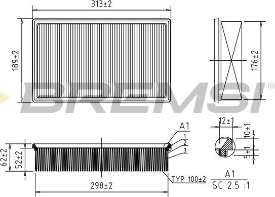 Bremsi FA1365 - Повітряний фільтр autozip.com.ua