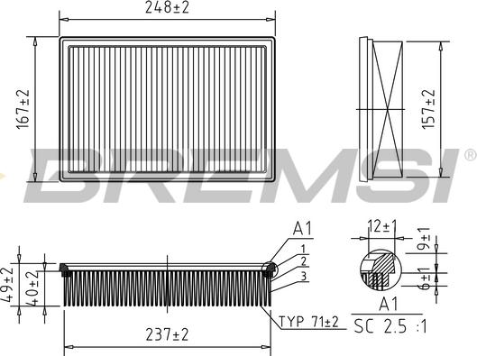 Bremsi FA1361 - Повітряний фільтр autozip.com.ua