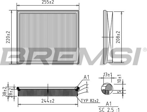 Bremsi FA1385 - Повітряний фільтр autozip.com.ua
