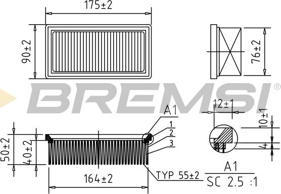 Bremsi FA1388 - Повітряний фільтр autozip.com.ua