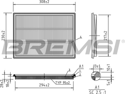 Bremsi FA1379 - Повітряний фільтр autozip.com.ua