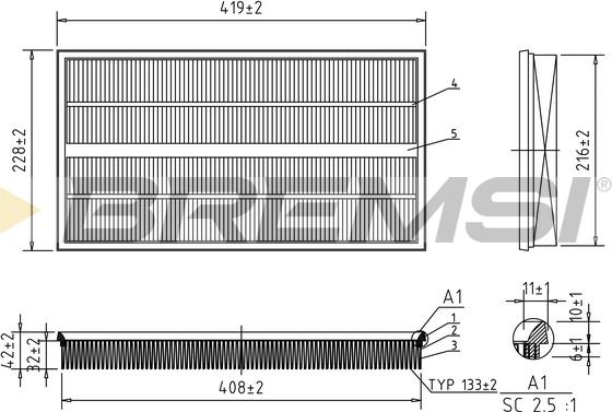 Bremsi FA1245 - Повітряний фільтр autozip.com.ua