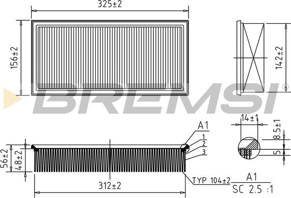 Bremsi FA1264 - Повітряний фільтр autozip.com.ua