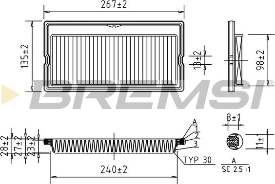 Bremsi FA1266 - Повітряний фільтр autozip.com.ua