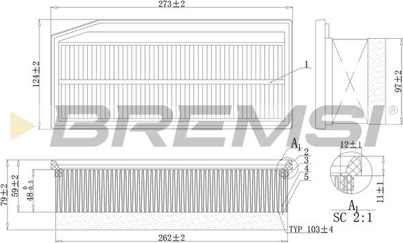 Bremsi FA1201 - Повітряний фільтр autozip.com.ua