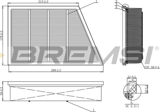 Bremsi FA1210 - Повітряний фільтр autozip.com.ua