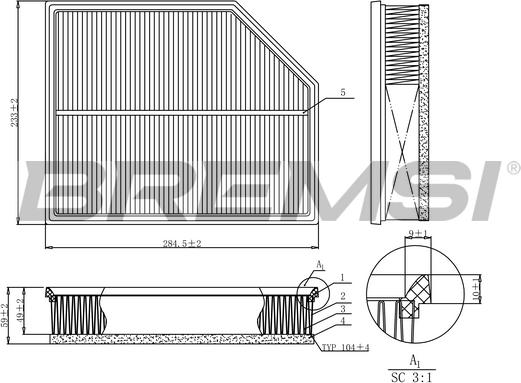 Bremsi FA1213 - Повітряний фільтр autozip.com.ua
