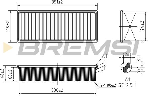 Bremsi FA1236 - Повітряний фільтр autozip.com.ua