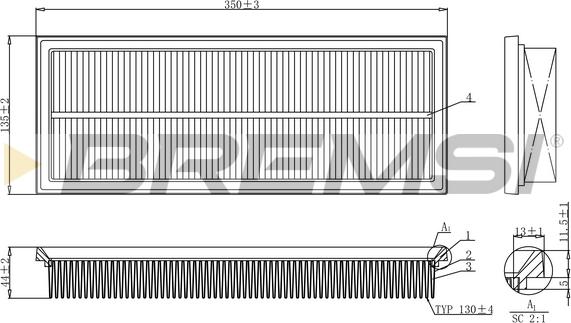 Bremsi FA1238 - Повітряний фільтр autozip.com.ua