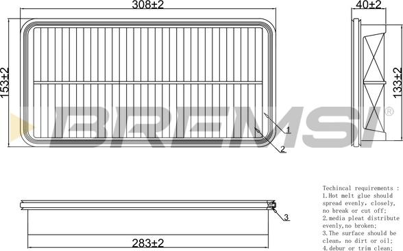 Bremsi FA1273 - Повітряний фільтр autozip.com.ua