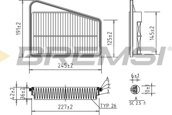 Bremsi FA2534 - Повітряний фільтр autozip.com.ua