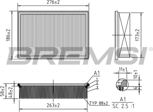 Bremsi FA2002 - Повітряний фільтр autozip.com.ua