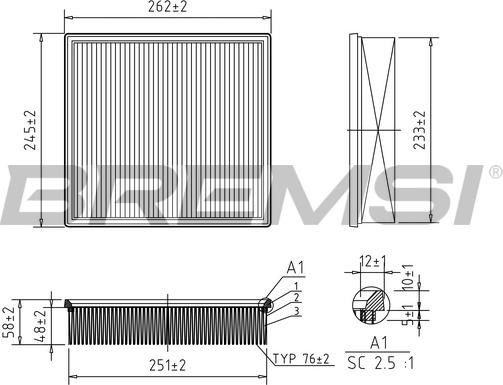 Bremsi FA2088 - Повітряний фільтр autozip.com.ua