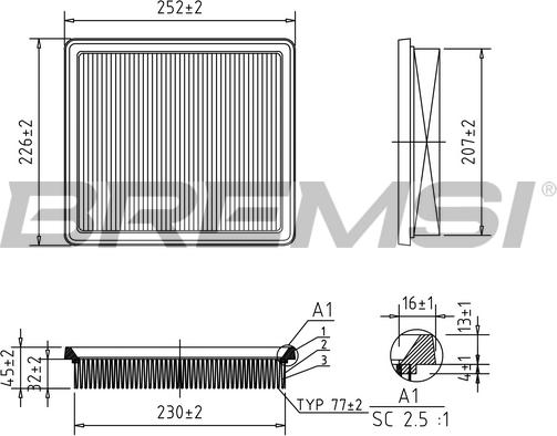 Bremsi FA2145 - Повітряний фільтр autozip.com.ua