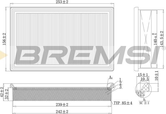 Bremsi FA2140 - Повітряний фільтр autozip.com.ua