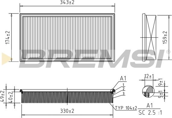 Bremsi FA2148 - Повітряний фільтр autozip.com.ua