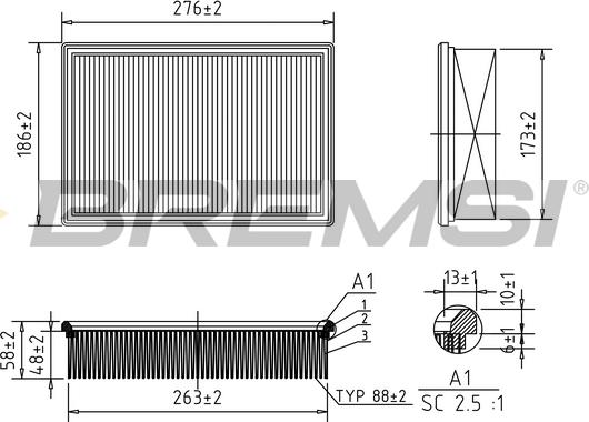 Bremsi FA2154 - Повітряний фільтр autozip.com.ua