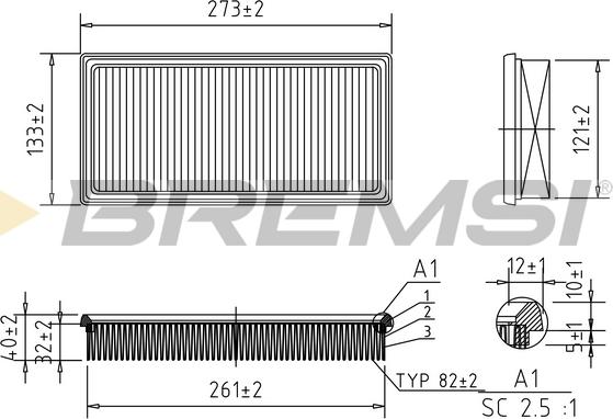 Bremsi FA2153 - Повітряний фільтр autozip.com.ua