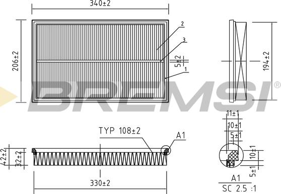 Bremsi FA2165 - Повітряний фільтр autozip.com.ua