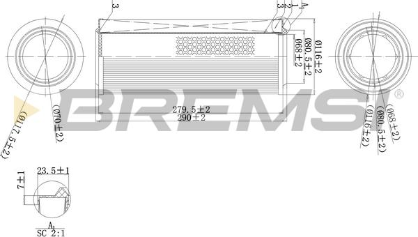 Bremsi FA2114 - Повітряний фільтр autozip.com.ua