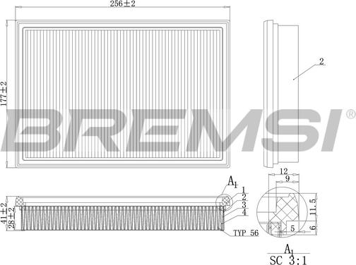 Bremsi FA2115 - Повітряний фільтр autozip.com.ua