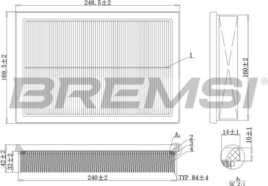 Bremsi FA2130 - Повітряний фільтр autozip.com.ua