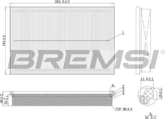 Bremsi FA2124 - Повітряний фільтр autozip.com.ua