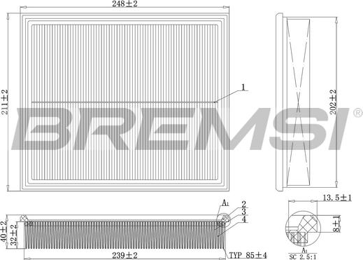 Bremsi FA2128 - Повітряний фільтр autozip.com.ua