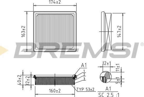 Bremsi FA2344 - Повітряний фільтр autozip.com.ua