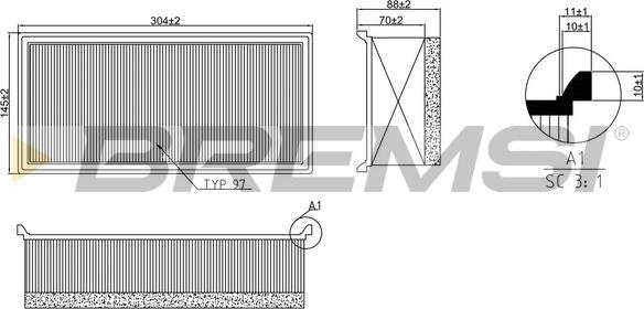 Bremsi FA2340 - Повітряний фільтр autozip.com.ua