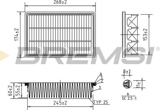 Bremsi FA2341 - Повітряний фільтр autozip.com.ua