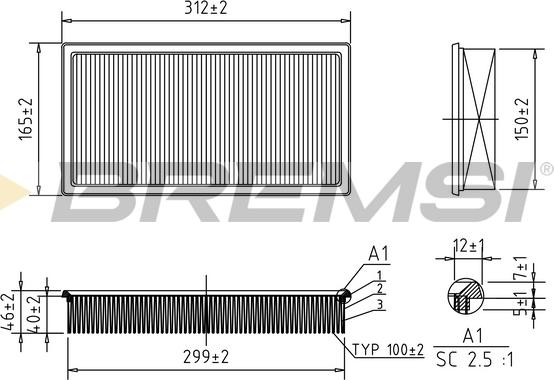 Bremsi FA2301 - Повітряний фільтр autozip.com.ua