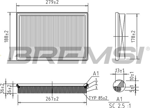 Bremsi FA2324 - Повітряний фільтр autozip.com.ua