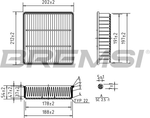 Bremsi FA2291 - Повітряний фільтр autozip.com.ua