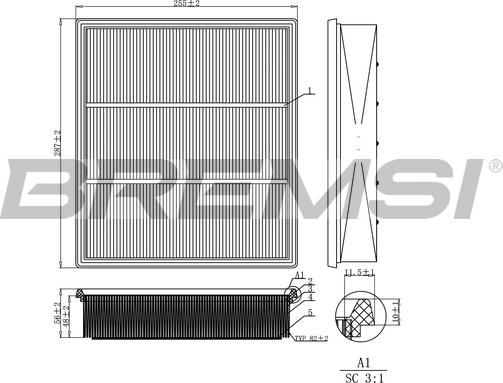 Bremsi FA2260 - Повітряний фільтр autozip.com.ua