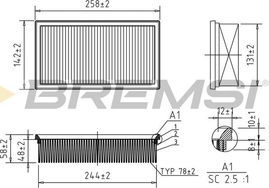 Bremsi FA2207 - Повітряний фільтр autozip.com.ua