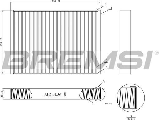 Bremsi FC0952C - Фільтр, повітря у внутрішній простір autozip.com.ua