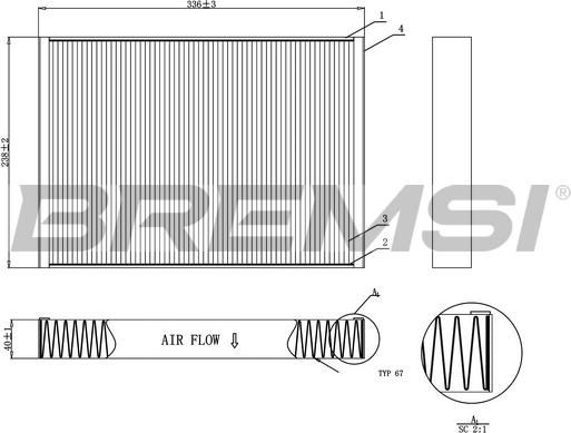 Bremsi FC0952 - Фільтр, повітря у внутрішній простір autozip.com.ua